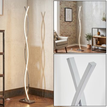 LED staande lamp Velix met gedraaide X-vorm, witte lichtstrips, 3000 Kelvin warmwit