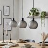 Retro-hanglamp Nolen in clusteropstelling met rookglazen kappen, montageverstelbaar