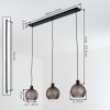 Retro-hanglamp Nolen in clusteropstelling met rookglazen kappen, montageverstelbaar