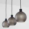 Retro-hanglamp Nolen in clusteropstelling met rookglazen kappen, montageverstelbaar