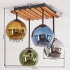 Cluster-plafondlamp Koyoto met houten lamellenplaat en 4 hangstangen, Boho stijl