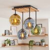 Cluster-plafondlamp Koyoto met lamellenplaat en 4 glazen bollen voor de eettafel