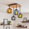 Cluster-plafondlamp Koyoto met lamellenplaat en 4 glazen bollen voor de eettafel