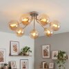 7-lichts moderne Cluster-plafondlamp Gastor met amberkleurige glazen bollen, ø 15 cm