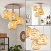 Boho Cluster-plafondlamp Basto met 4 gevlochten bamboeschermen in natuurlijke kleuren