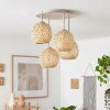 Boho Cluster-plafondlamp Basto met 4 gevlochten bamboeschermen in natuurlijke kleuren