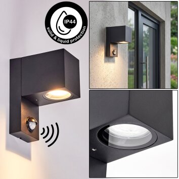 Wandlamp voor buiten Kingstown met kubusvorm voor de entree en bewegingssensor