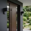 Wandlamp voor buiten Kingstown met hoekige behuizing en bewegingssensor, 2er-set, IP44