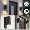 Wandlamp voor buiten Kingstown, halfronde vorm, set van 2, bewegingssensor, IP44