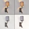 LED-nachtkastje-leeslamp Turil, draaibare leesspot, grijze stoffen kap, 3000 Kelvin warmwit