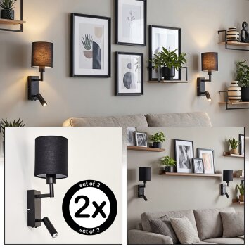 LED wand-leeslamp Turil, 2-delige set, cilindrische kap, draaibare kop, 3000 Kelvin warmwit