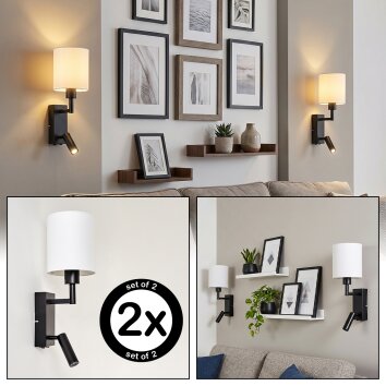 LED-wandleeslamp Turil als 2-delige set met witte kap, draaibare leesarm, 3000 Kelvin warmwit