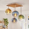 Boho Kogellampje Koyoto met vier bonte glazen bollen en lamellenplaat