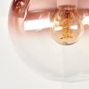 Boho-plafondlamp Gastor met 5 bonte glazen bollen, houten lamellen, ø 15 cm, E14