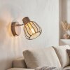 Wandlamp Keldor met bruine metalen kooikap, draai- en zwenkbare lampkop voor de leeshoek