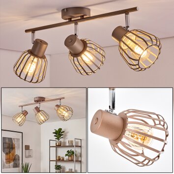 Keldor 3-lichts plafondlamp en plafondspot voor eetkamer met draaibare kooi-kappen