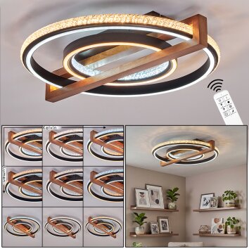 Moderne LED-plafondlamp Selani met houten dwarsbalken voor lage plafonds, 2700-6500 Kelvin