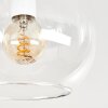 Boho cluster-plafondlamp Koyoto met 5 heldere glazen bollen aan houten lamellenplaat