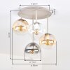 Moderne Cluster-plafondlamp Gastor met 4 glazen bollen in amber, helder en rookkleurig