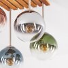 Plafondlamp Gastor met 4 glazen bollen in blauw, chroom, groen, helder, koper en rookglas