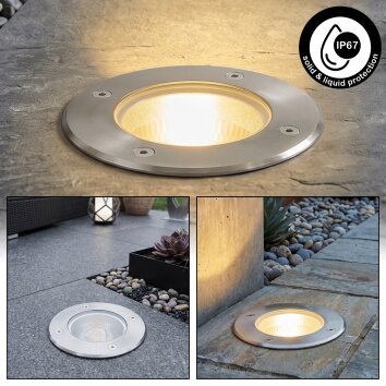 Inbouw armatuur Lemok, vlak en rond met helder glas, IP67 voor terras en balkon