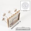 Boho plafondlamp Gastor met houten lamellenplaat en 4 heldere glazen kappen ø 15 cm, E14