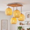 Natuurlijke Boho cluster-plafondlamp Basto, 4 gevlochten bamboekappen