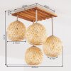 Natuurlijke Boho cluster-plafondlamp Basto, 4 gevlochten bamboekappen