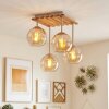 Boho Kogellampje Koyoto met 4 amberkleurige bollen op houten lamellen