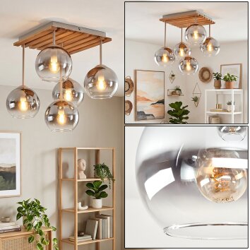 Koyoto plafondlamp 5-lichts met bolkappen E14, boho retro eetkamerlamp