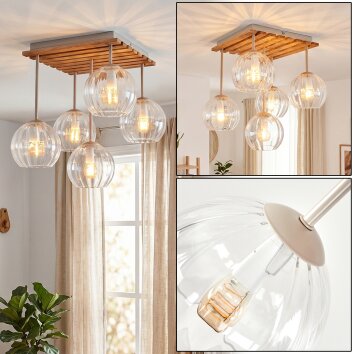 Koyoto 5-lichts plafondlamp met bolkappen, E14 voor woonkamer en eetkamer