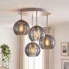 Koyoto 4-lichts globe plafondlamp met ronde bolkappen, E14, Ø 38 cm, retro modern