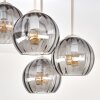 Zandkleurige cluster-plafondlamp Koyoto met 4 rookglazen bollen, ø 15 cm, E14