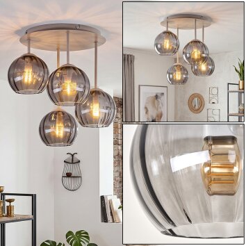 Koyoto 4-lichts globe plafondlamp met ronde bolkappen, E14, Ø 38 cm, retro modern