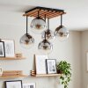 Gastor 5-lichts plafondlamp met bolkappen, lattenframe voor eetkamer en woonkamer