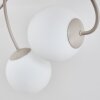 Moderne Kogellamp Chehalis met 6 witte glazen bollen, zandkleurig metaal ø 58 cm