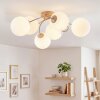 Chehalis 6-lichts plafondlamp met bollen, G9, Ø 64 cm, modern vintage design, gebogen armen