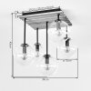 Plafondlamp Gastor met houten lamellenplaat, 5 bollen ø 15 cm in helder, amber en rookkleurig