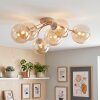 Moderne Cluster-plafondlamp Chehalis met 6 amberkleurige glazen bollen, ø 15 cm