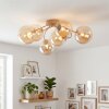 Moderne Cluster-plafondlamp Chehalis met 6 amberkleurige glazen bollen, ø 15 cm