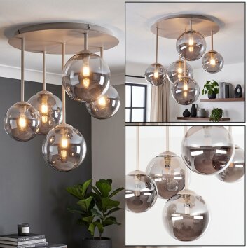 Chehalis vintage plafondlamp met bolkappen, 5-lichts G9, rond Ø 45 cm