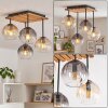 Plafondlamp Koyoto met 4 geribbelde glazen bollen in amber, helder en rookkleurig