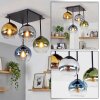Kogellampje Koyoto met 4 glazen bollen in blauw, goud, groen, helder en rookkleurig