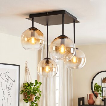 Koyoto 4-lichts plafondlamp met bolvormige kappen, E14, modern vintage