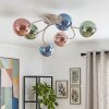 Retro Kogellampje Chehalis met zes glazen bollen in blauw, groen en koperkleurig