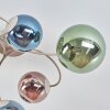 Kogellampje Chehalis met zes glazen kappen in clusteropstelling, blauw, groen en koper