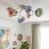 Chehalis retro plafondlamp bollen, gebogen 6-lichts design, ø 64 cm