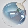 Cluster-plafondlamp Chehalis met 6 glazen bollen in blauw, groen, helder en koperkleurig