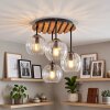 Kogel-plafondlamp Koyoto met 4 geribbelde heldere glazen kappen, ø 15 cm, E14