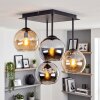 Moderne Cluster-plafondlamp Koyoto met 4 glazen bollen in amber, chroom en rookkleur